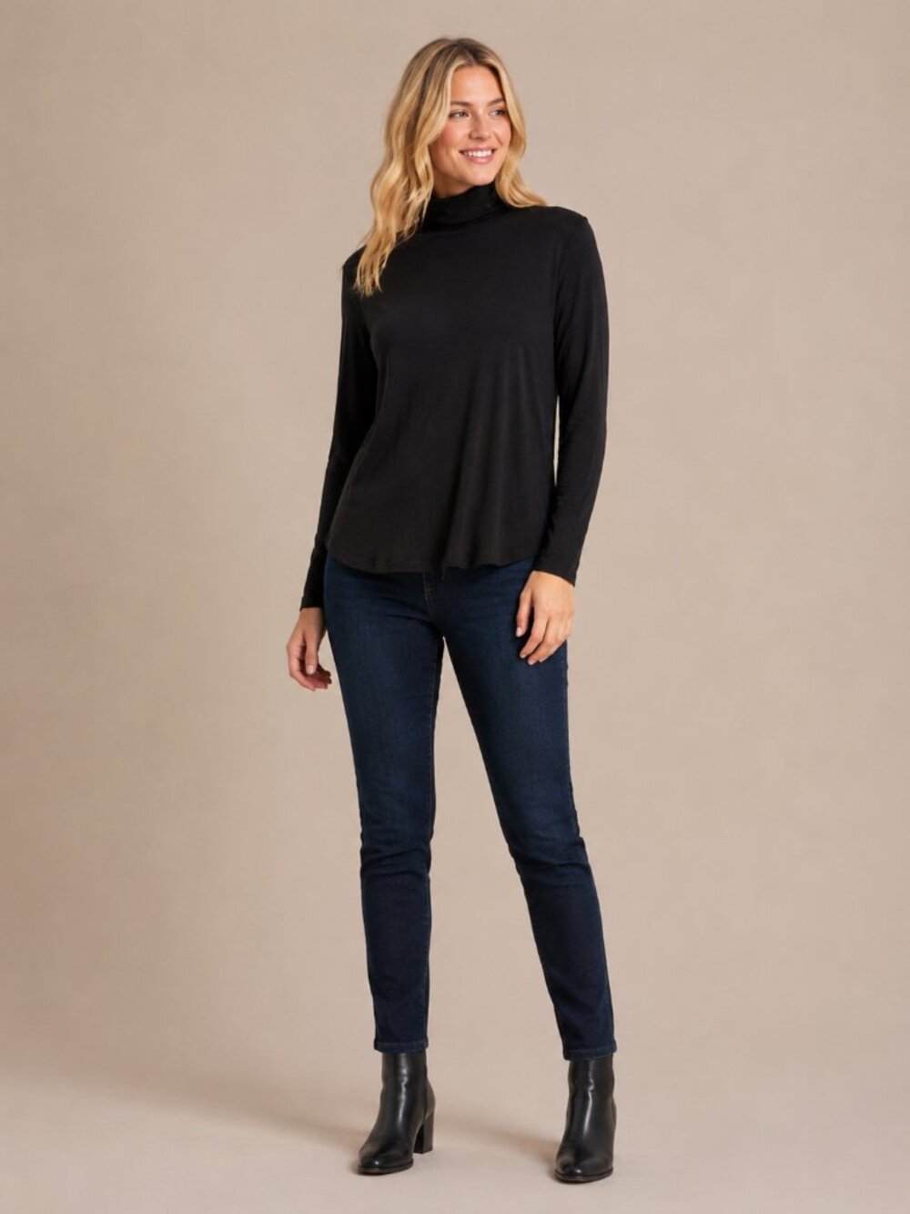 2/$30 NWT Chico's Ashlan Turtleneck Pullover Sweater Basic Black 12 #A3412